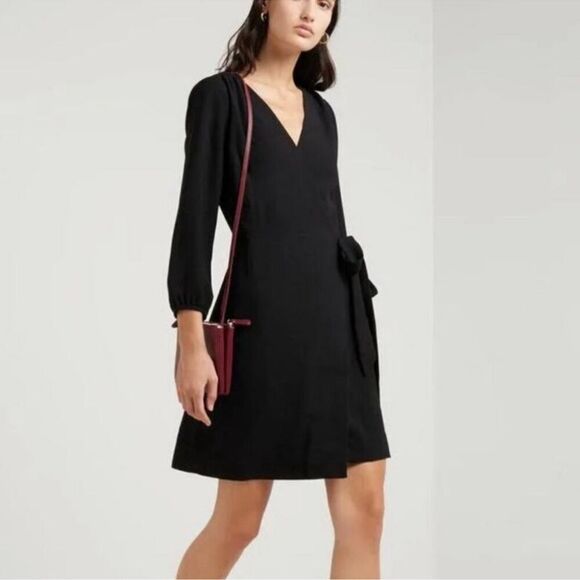 J. Crew 365 Crepe Wrap Dress In Black H6292 Size 4 - Picture 8 of 8